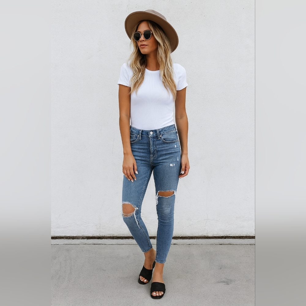 AGOLDE Distressed Ripped Jeans Size 28 Light Wash Blue Denim Y2K